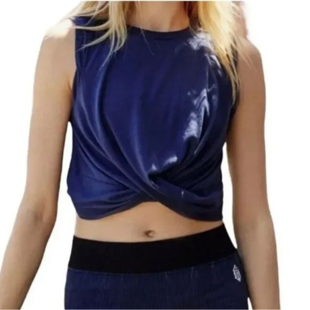 Free People Movement Undertow Twist Tank Top in Navy Blue